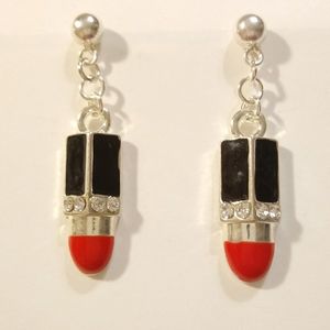 Gem Embellished Lipstick Earrings